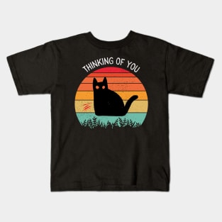 Scary Black Cat Thinking of You Kids T-Shirt